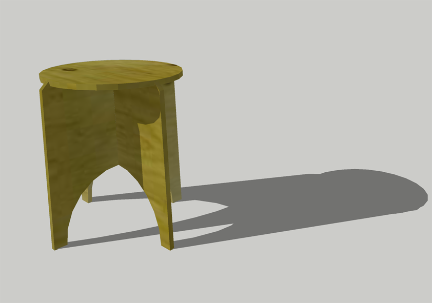SketchUp model of the FPF flip-top game table in plywood.