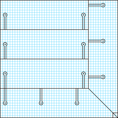 Puzzle shelves parts plan.  Each grid = 1 square inch.