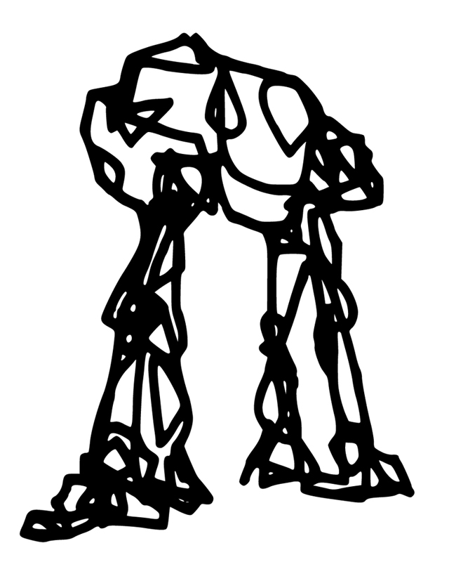 A scribble that suggests a mecha shape. Some people see two legs, some four.