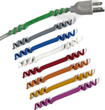 The product consists of a set of variously-colored, write-on tags with rubber spirals on the ends through which the cord to be labelled can be wound.