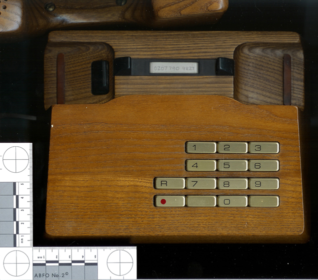 A scan of the Trub keypad and dialing face, with scale.