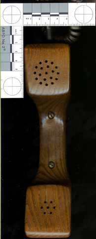 A scan of the Trub handset from underneath, with scale.