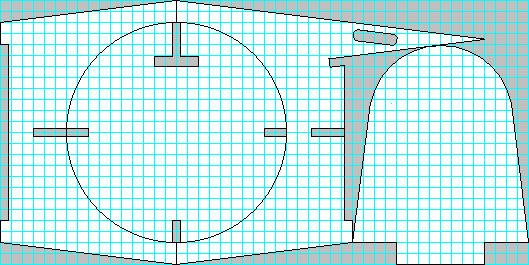 Puzzle table parts plan.  Each grid = 1 square inch.  Slots are as wide as the material is thick, plus a small fudge factor.